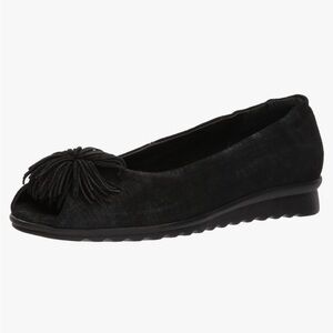 The FLEXX Women's Boco Loco Peeptoe Ballet Flat- Black- Size 7